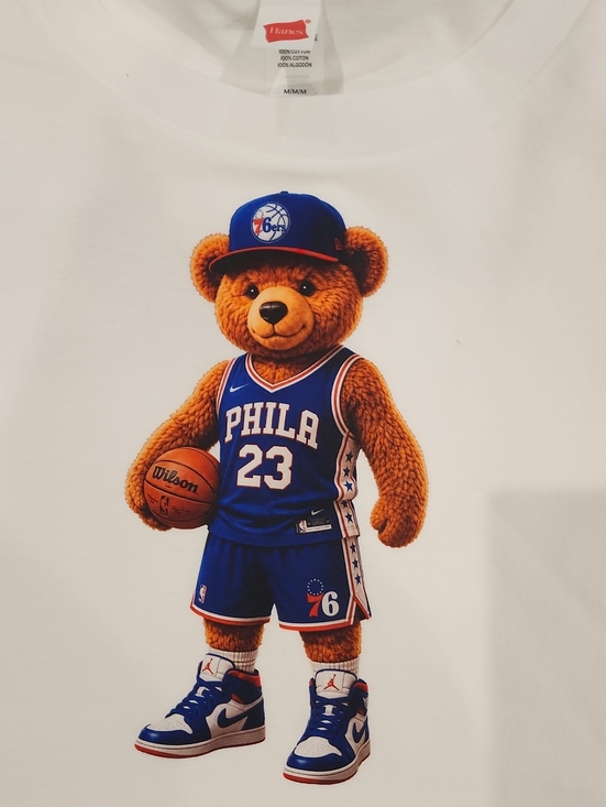 Hand Crafted Other - Philadelphia Basketball Teddy Bear Graphic Tee | Philly Fan Shirt